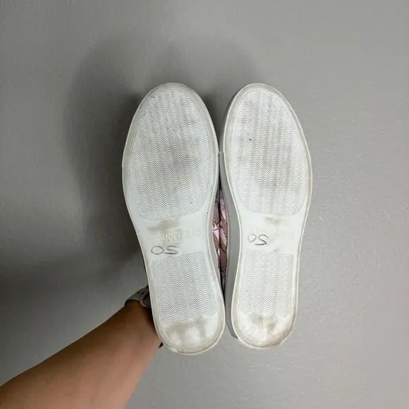 Johnny Was lilac purple satin embroidered bird slip on sneakers size 7M NEW
