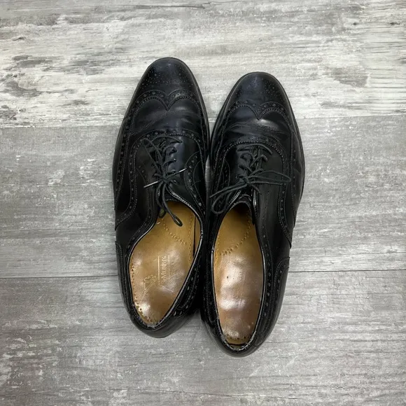 Johnston &amp; Murphy Aristocraft Black Wingtip Oxfords 10.5 D