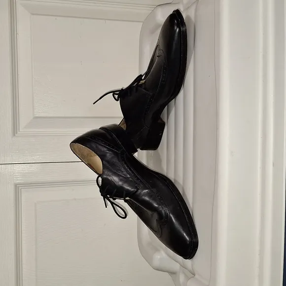 Johnston &amp; Murphy leather lace-up wingtip oxford brogue dress shoes - black - 9