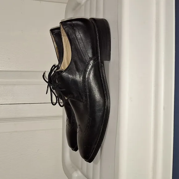 Johnston &amp; Murphy leather lace-up wingtip oxford brogue dress shoes - black - 9