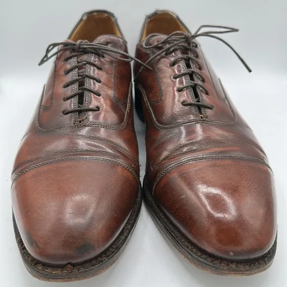Johnston &amp; Murphy Melton brown cap toe Oxford lace-up dress shoes, size 10