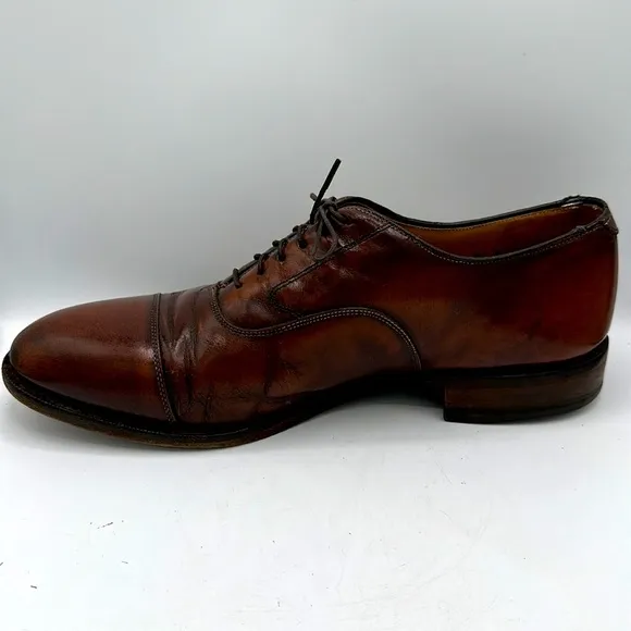 Johnston &amp; Murphy Melton brown cap toe Oxford lace-up dress shoes, size 10