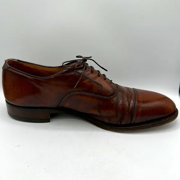 Johnston &amp; Murphy Melton brown cap toe Oxford lace-up dress shoes, size 10