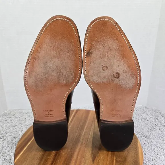 Johnston &amp; Murphy Melton Brown Leather Cap Toe Oxford Dress Shoes Mens 11.5 3E