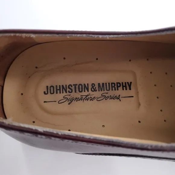 Johnston &amp; Murphy Men Oxford Dress Shoes Brown Red Size 8 - made in Italy