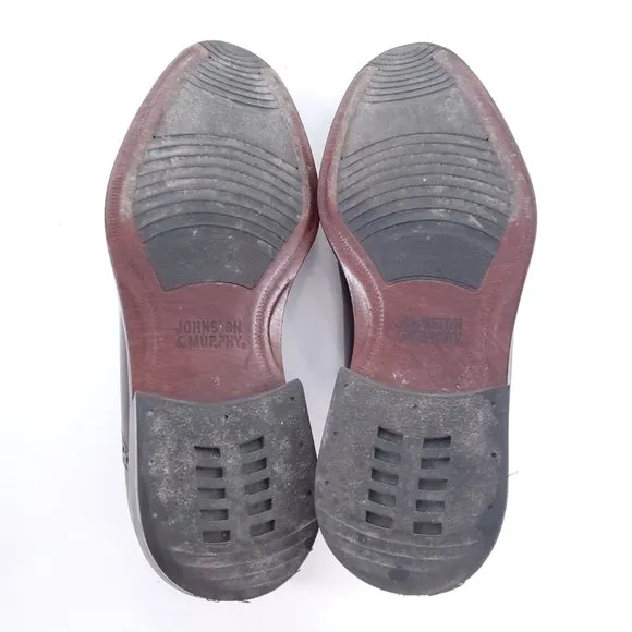 Johnston &amp; Murphy Men Oxford Dress Shoes Brown Red Size 8 - made in Italy