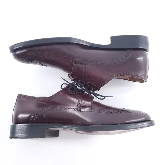 Johnston &amp; Murphy Men Oxford Dress Shoes Brown Red Size 8 - made in Italy
