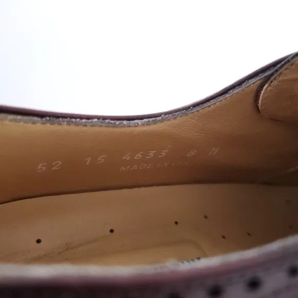 Johnston &amp; Murphy Men Oxford Dress Shoes Brown Red Size 8 - made in Italy