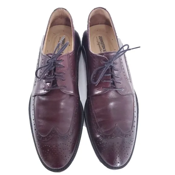 Johnston &amp; Murphy Men Oxford Dress Shoes Brown Red Size 8 - made in Italy
