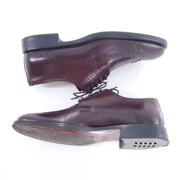 Johnston &amp; Murphy Men Oxford Dress Shoes Brown Red Size 8 - made in Italy