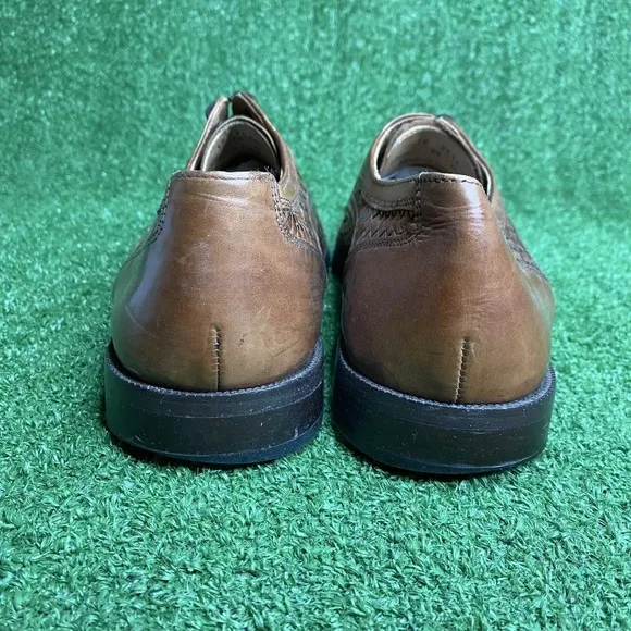 Johnston &amp; Murphy Men's Brown Basket Weave Leather Oxford Dress Shoes Size 8.5 M