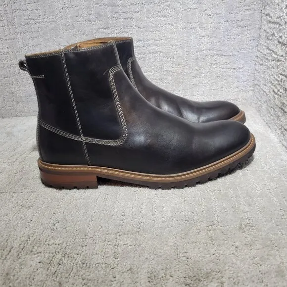 Johnston &amp; Murphy Men's Size US 12 M Black Full Grain Barrett Zip Chelsea Boots