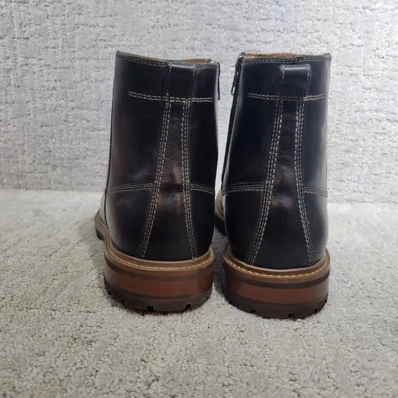 Johnston &amp; Murphy Men's Size US 12 M Black Full Grain Barrett Zip Chelsea Boots