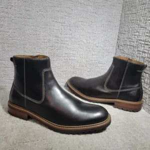 Johnston &amp; Murphy Men's Size US 12 M Black Full Grain Barrett Zip Chelsea Boots