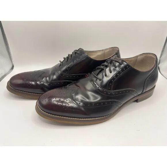 JOHNSTON‎ &amp; MURPHY Men's Wingtip Oxford Dress Shoes Size 8M Burgundy MSRP $155
