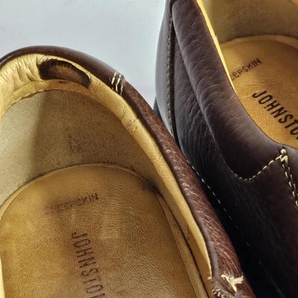 Johnston &amp; Murphy Schuler Brown Leather Slip On Loafers Men's Shoes Size 10.5