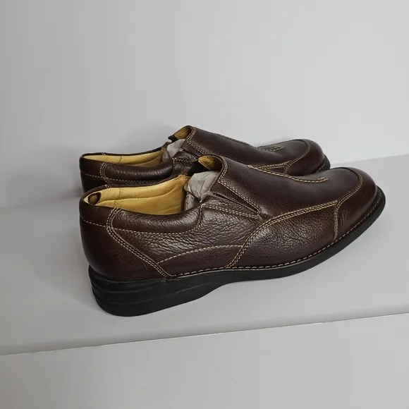 Johnston &amp; Murphy Schuler Brown Leather Slip On Loafers Men's Shoes Size 10.5