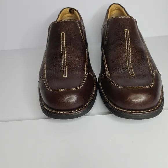 Johnston &amp; Murphy Schuler Brown Leather Slip On Loafers Men's Shoes Size 10.5