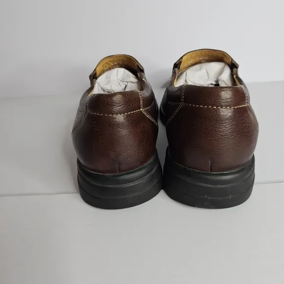Johnston &amp; Murphy Schuler Brown Leather Slip On Loafers Men's Shoes Size 10.5
