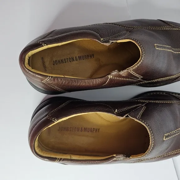 Johnston &amp; Murphy Schuler Brown Leather Slip On Loafers Men's Shoes Size 10.5