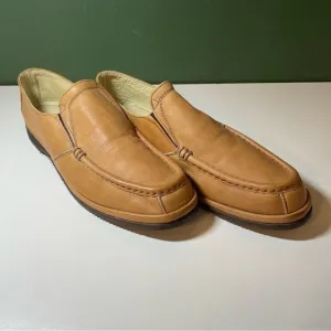 Johnston Murphy After Hours VTG Men’s Smoking Loafer Slippers Tan Leather 10.5N