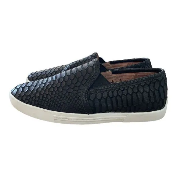 JOIE Women's Kidmore Embossed Leather Slip-On Sneakers Black Size 5 NWOT