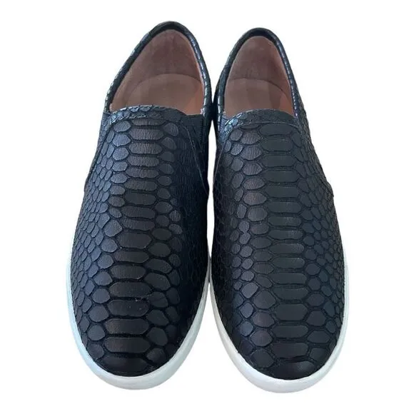JOIE Women's Kidmore Embossed Leather Slip-On Sneakers Black Size 5 NWOT