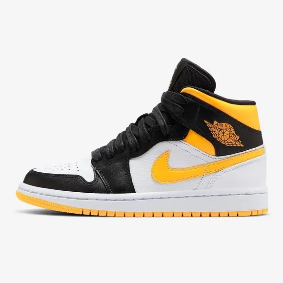 Jordan 1 Mid Laser Orange Black Sneakers Shoes