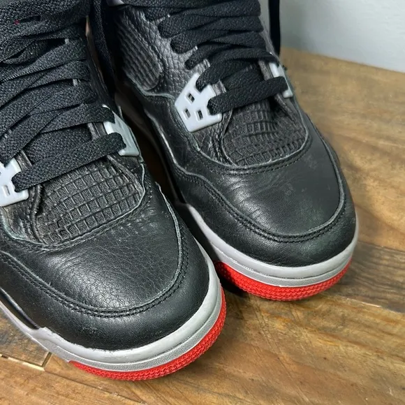 Jordan 4 Reimagined Bred Black and Red Sneakers 4Y