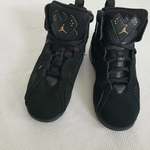 JORDAN Kid's Size 2Y Black and Gold Sneakers