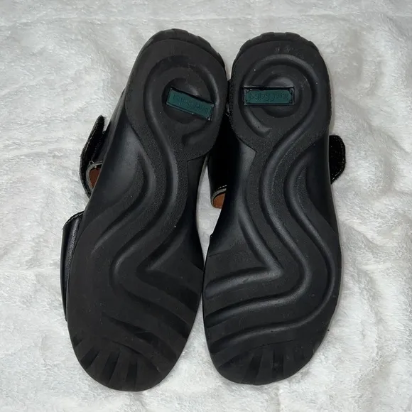Josef Seibel Black and Tan Leather Comfort Sandals Shoes - Size 40/9
