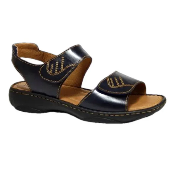 Josef Seibel Black and Tan Leather Comfort Sandals Shoes - Size 40/9