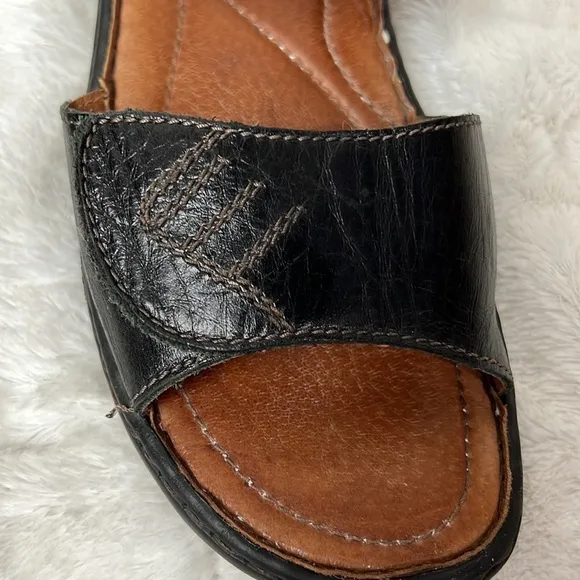 Josef Seibel Black and Tan Leather Comfort Sandals Shoes - Size 40/9