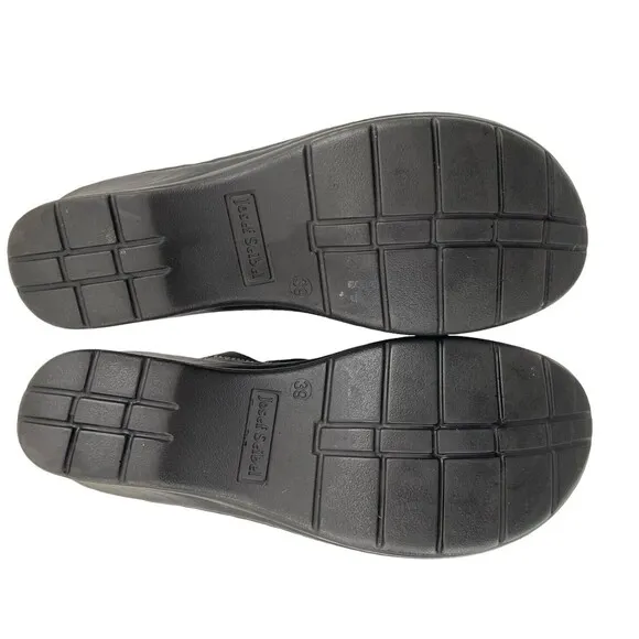 Josef Seibel Women’s Leather Clog Mule Slip On Black Loafer 8.5