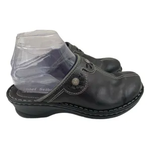 Josef Seibel Women’s Leather Clog Mule Slip On Black Loafer 8.5