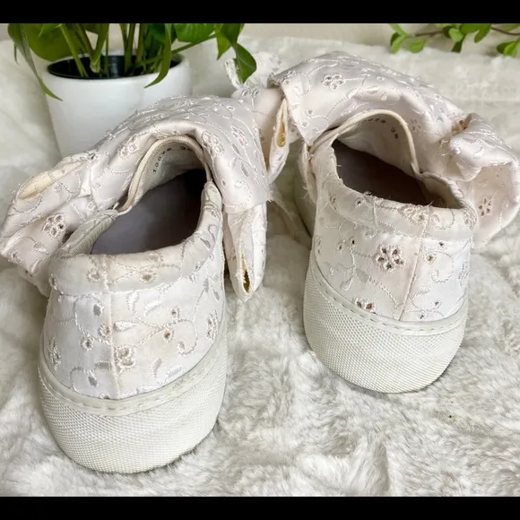 Joshua Sanders Bow Slip-On White Sneakers EUC