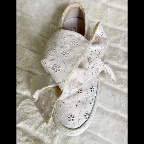 Joshua Sanders Bow Slip-On White Sneakers EUC