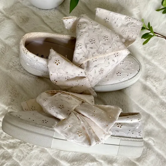 Joshua Sanders Bow Slip-On White Sneakers EUC
