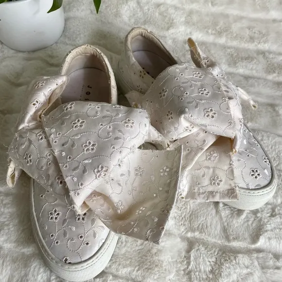 Joshua Sanders Bow Slip-On White Sneakers EUC
