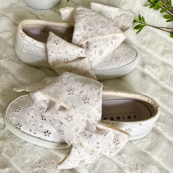 Joshua Sanders Bow Slip-On White Sneakers EUC