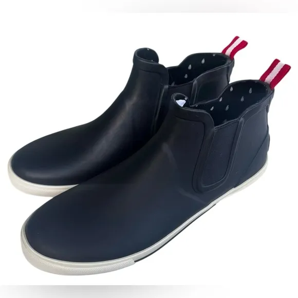 Joules Rainwell Low Wellington rain boots, US Size 10, slip on booties, black