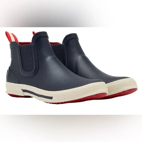 Joules Rainwell Low Wellington rain boots, US Size 10, slip on booties, black