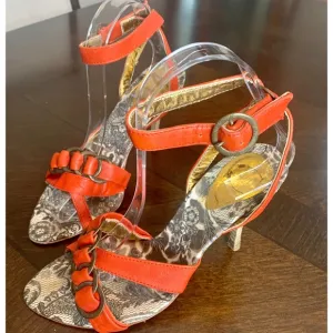 JUST CAVALLI by Roberto Cavalli Heeled Sandals in Orange, Sz 7/EU 37