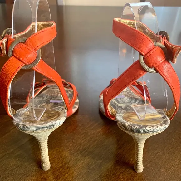 JUST CAVALLI by Roberto Cavalli Heeled Sandals in Orange, Sz 7/EU 37