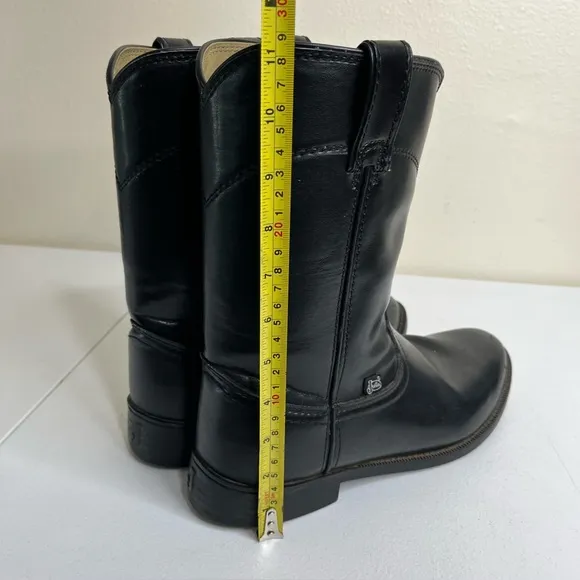 Justin Basic Roper Black Leather Western Boots Medium Toe JB3000 Men 10.5 EE