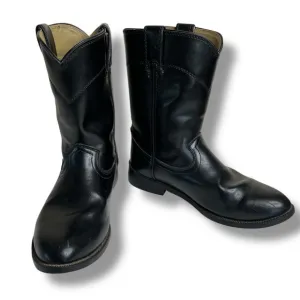 Justin Basic Roper Black Leather Western Boots Medium Toe JB3000 Men 10.5 EE