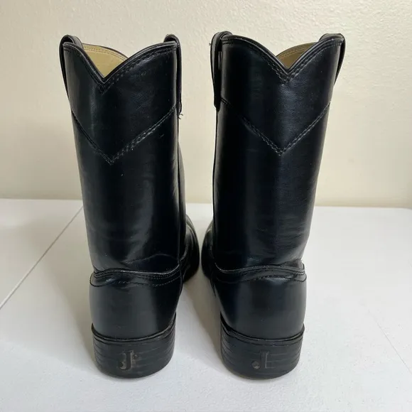 Justin Basic Roper Black Leather Western Boots Medium Toe JB3000 Men 10.5 EE