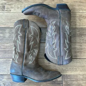 Justin Boots Leather Western Cowboy Boots Bay Apache Brown Mens Size 10 EE