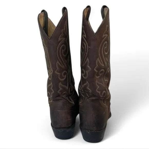 Justin Brown Leather Buck Bay Apache Western Cowboy Boots 2253 Mens Size 9.5 EE