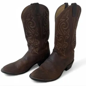 Justin Brown Leather Buck Bay Apache Western Cowboy Boots 2253 Mens Size 9.5 EE